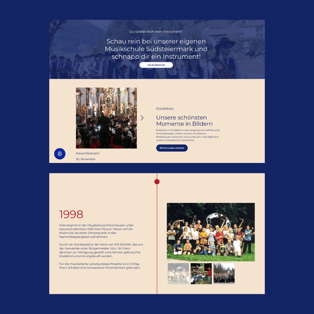 Webdesign Vorschau vom Musikverein Ehrenhausen